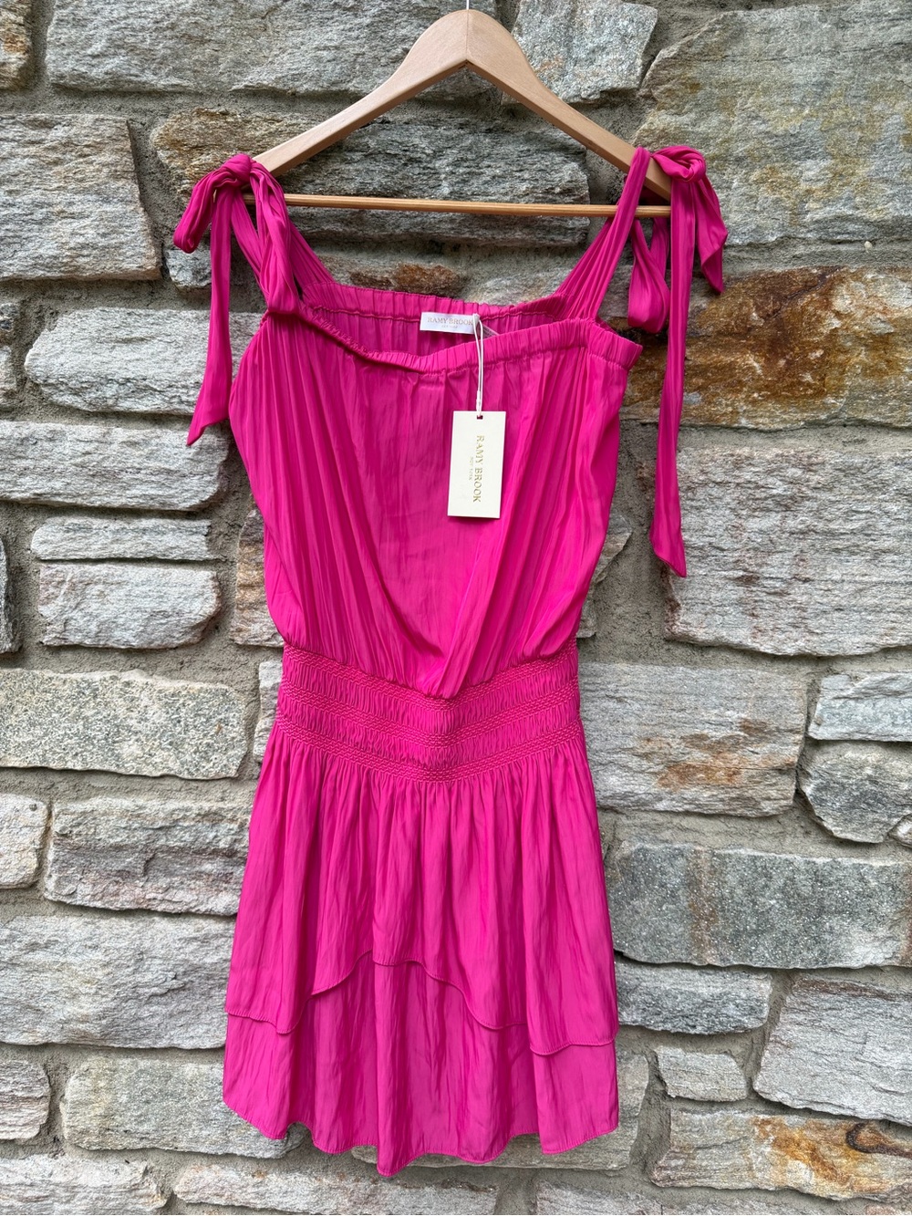 NWT Ramy Brook Fuchsia Tie-Shoulder Mini Dress